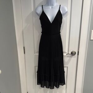 LPA Elegant Black Pleated Midi Dress with shorts size small